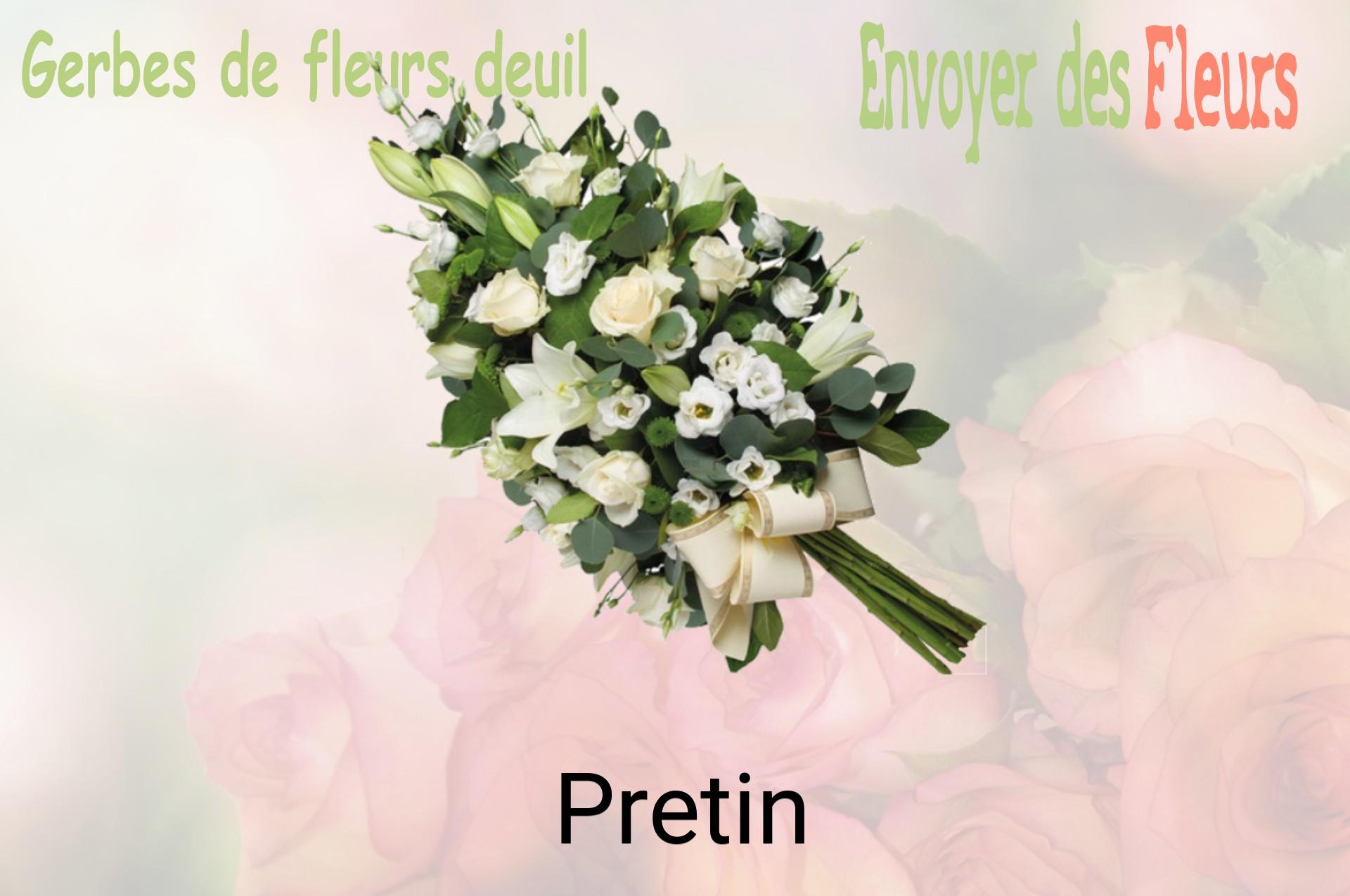 Gerbe de fleurs de deuil livrée à Pretin